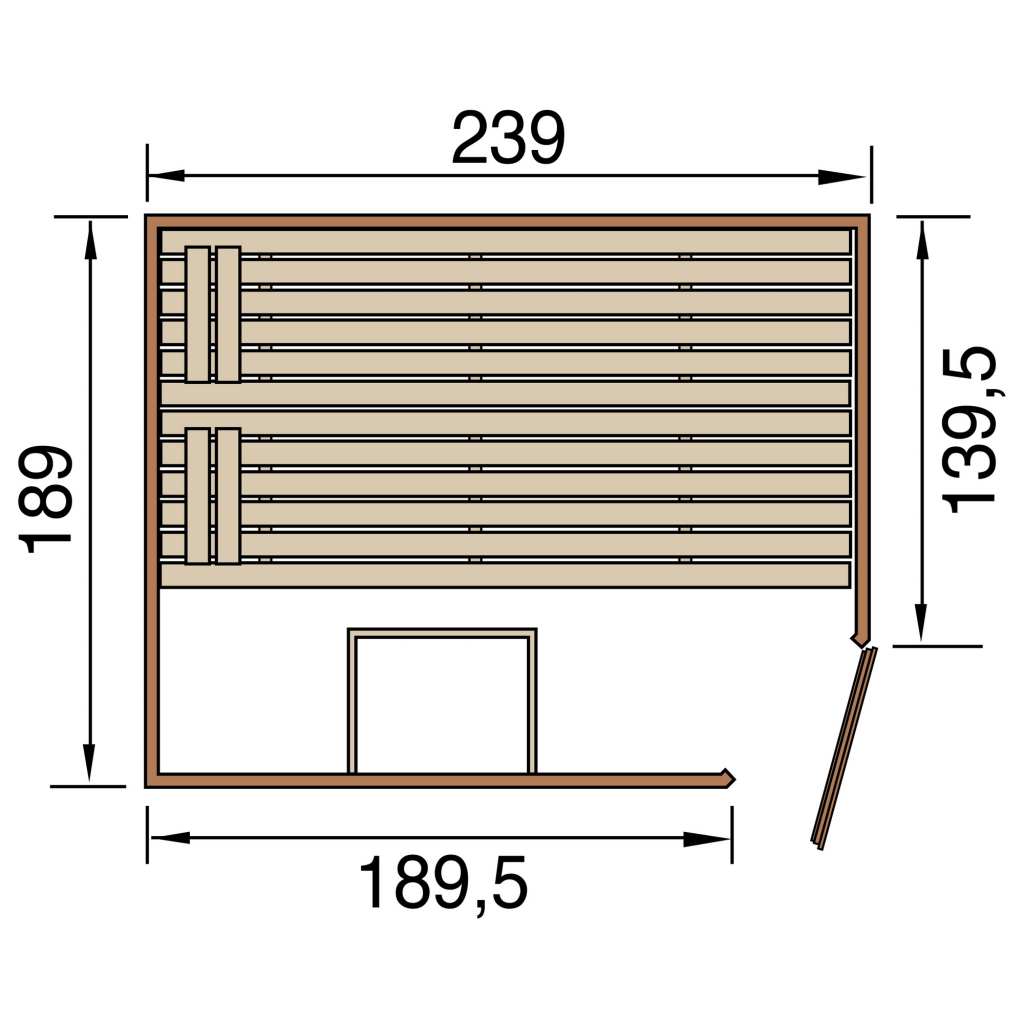 Weka Massivholzsauna �Valida� 239 x 189 cm, mit Glastür